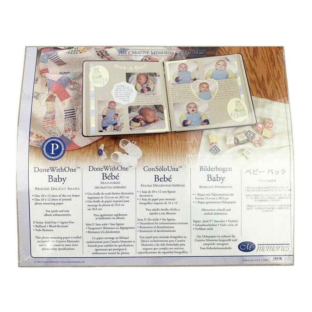 CREATIVE MEMORIES Done With One Baby Die Cuts Scrapbook Paper 10x12 Sealed